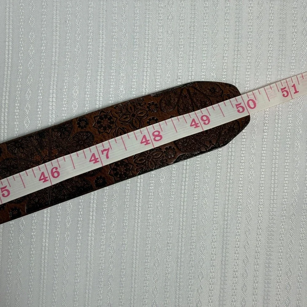 Relic Women Belt 2X Brown Embossed Floral Silver Buckle Western Boho Rustic Plus